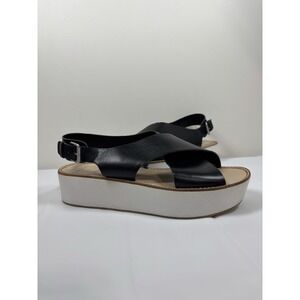 Dolce‎ Vita Womens Ziggie Sandal 8.5 Black Leather Platform Chunky Comfort Shoes